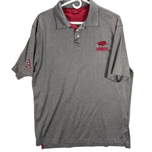 Razorbacks Shirt Mens Extra Large Gray University of Arkansas Polo Hogs Preppy